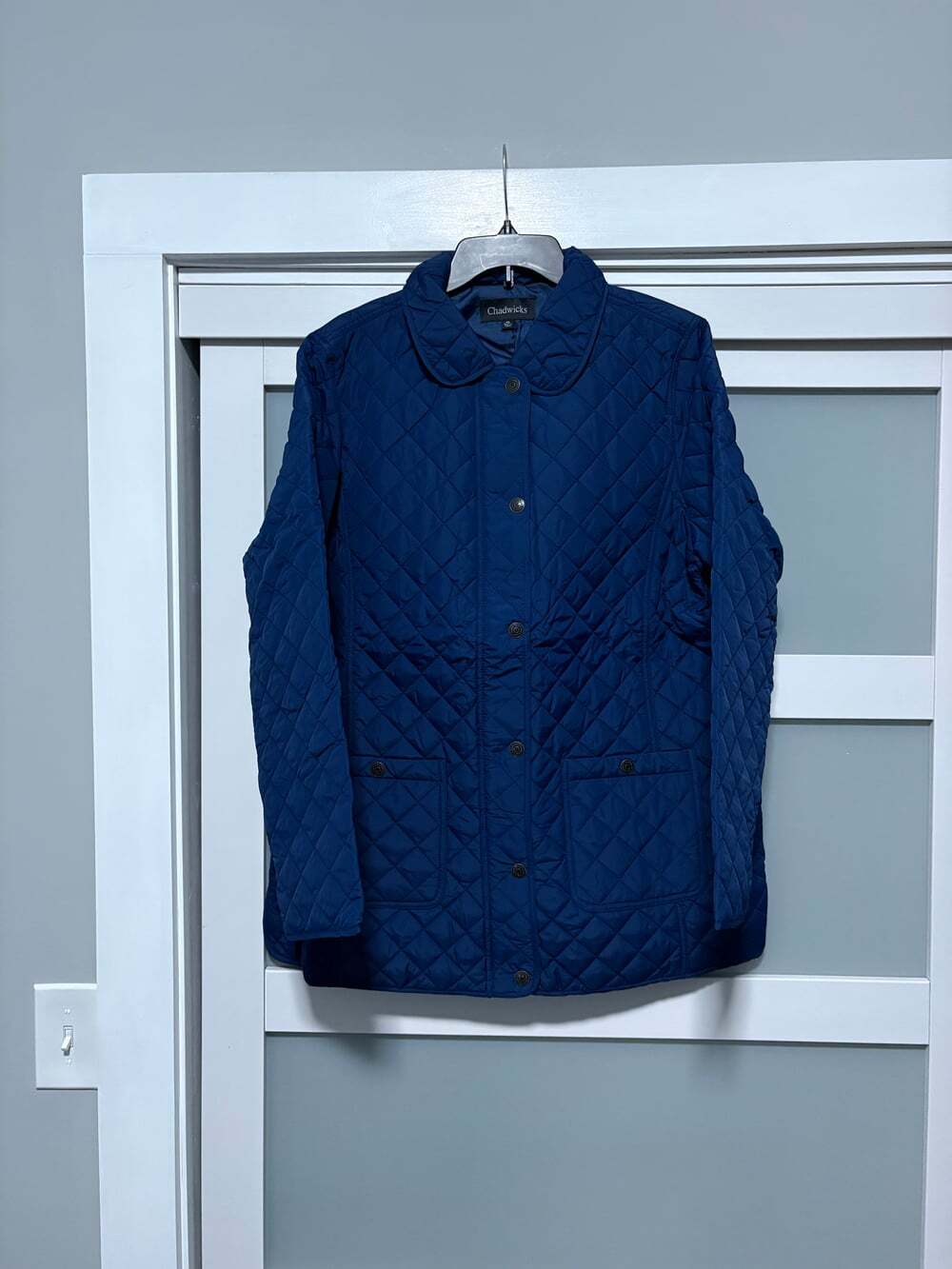 Chadwick's Ladies Quilted Car Coat Bright NAvy sz XL NEW
